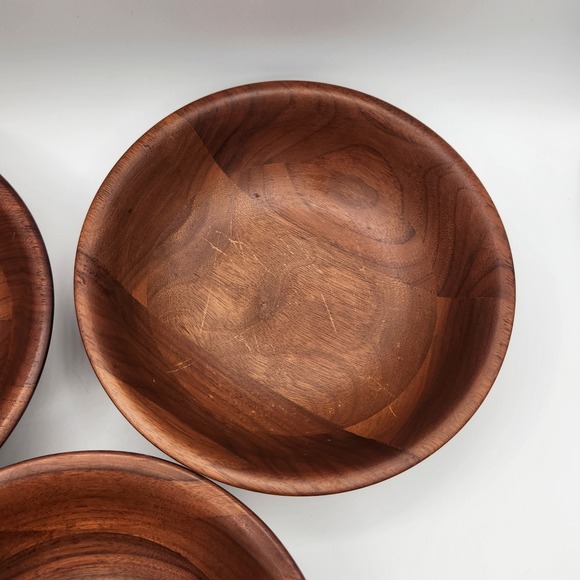 Vintage Walnut Wood Salad Bowls set of five - Picture 6 of 12